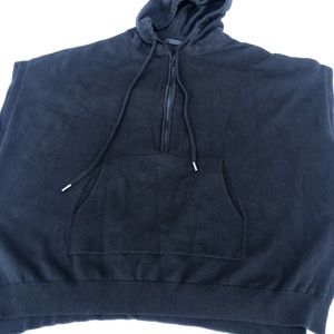 ATM Anthony Thomas Melillo Front Zipped Black Short Sleeved Hoodie